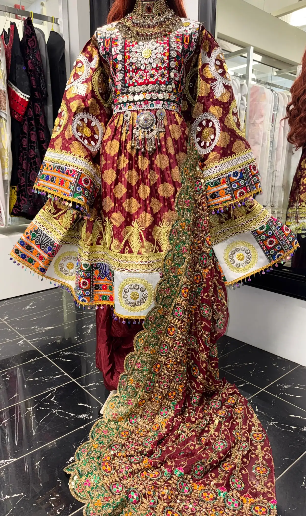 Burgundy Banaras Dress