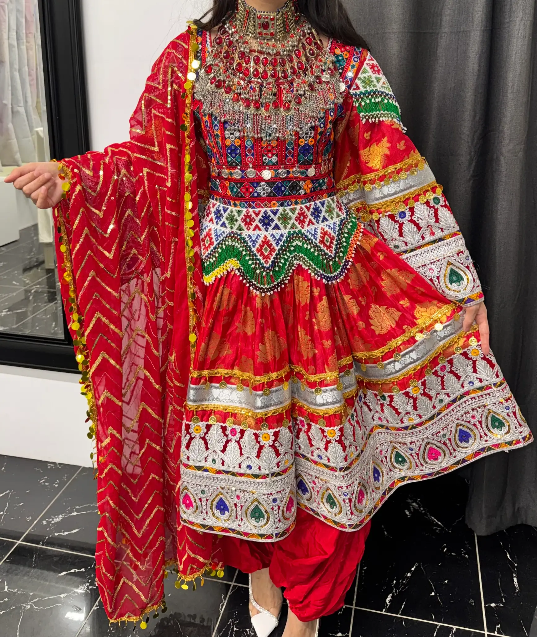 Short Banaras Red Dress