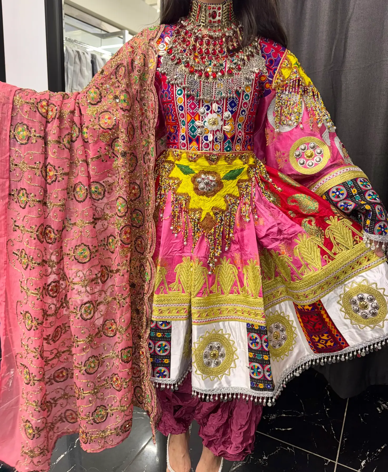 Dual Colour Banaras Pink Dress