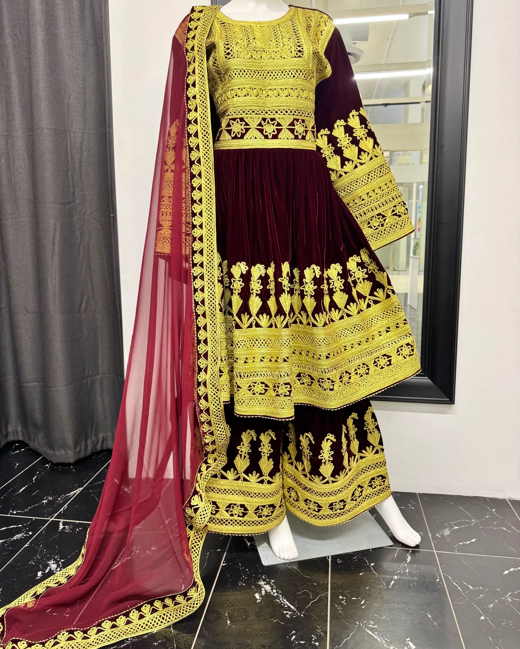 Burgundy Cheerma Dozi Dress