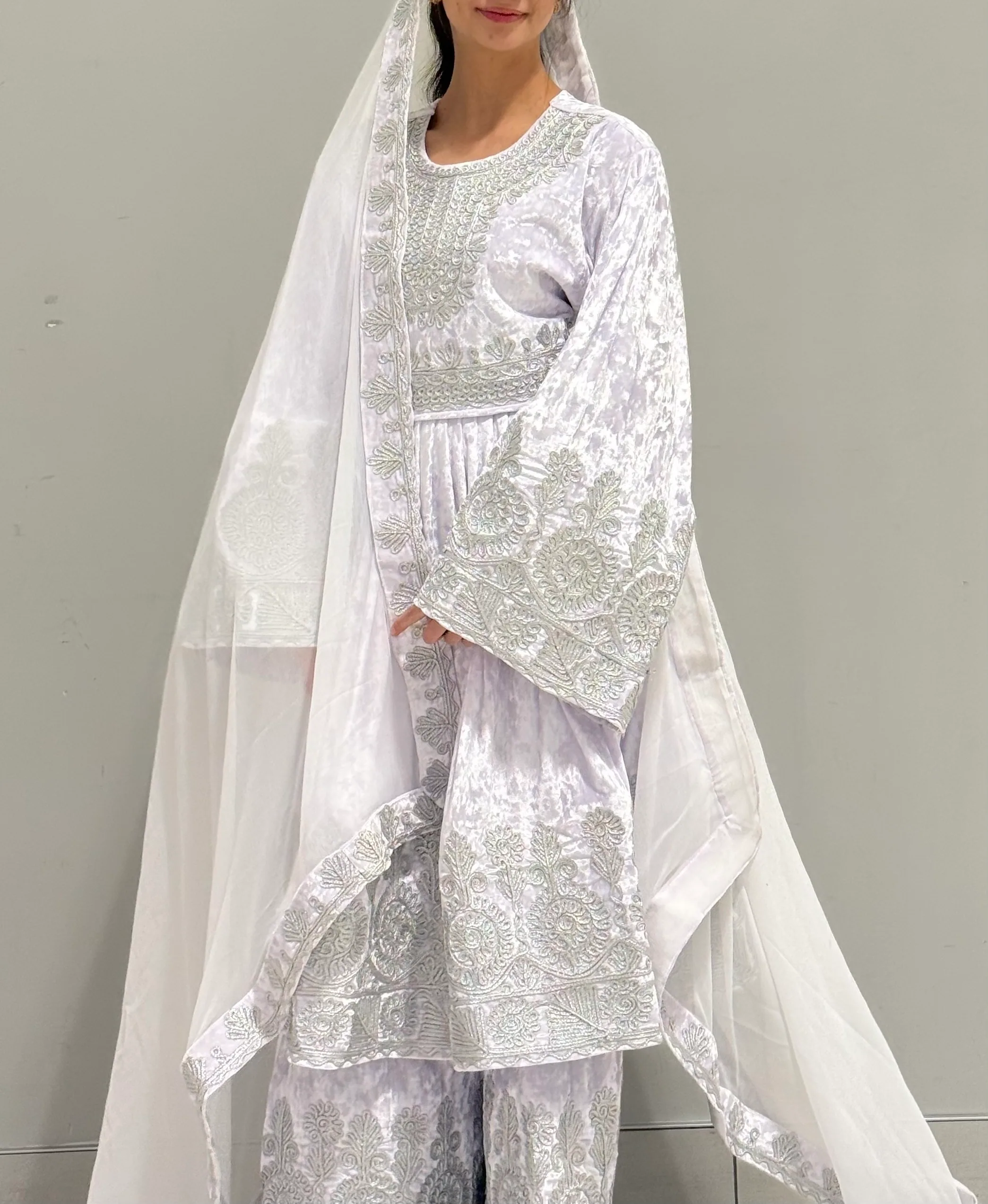White Velvet Cheerma Dress